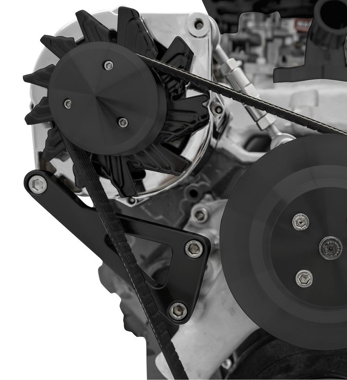 20121-08 Small Block Chevy Deluxe Alternator Bracket - LWP - Black