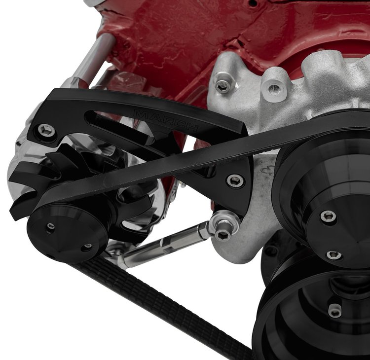 20127-08 Big Block Chevy Ultra Alternator Bracket - Mid-Mount - LWP - Black