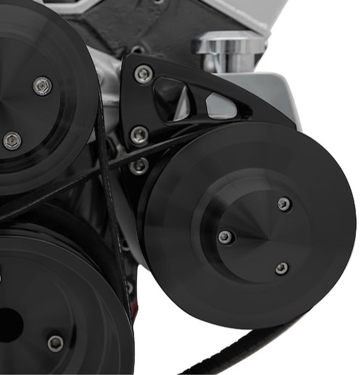 20160-08 Small Block Chevy Ultra Power Steering Bracket - lWP, Saginaw - Black