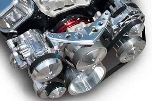 Ultra Revolver Front Mount Serpentine Kit Drives Alternator, A/C & Power Steering