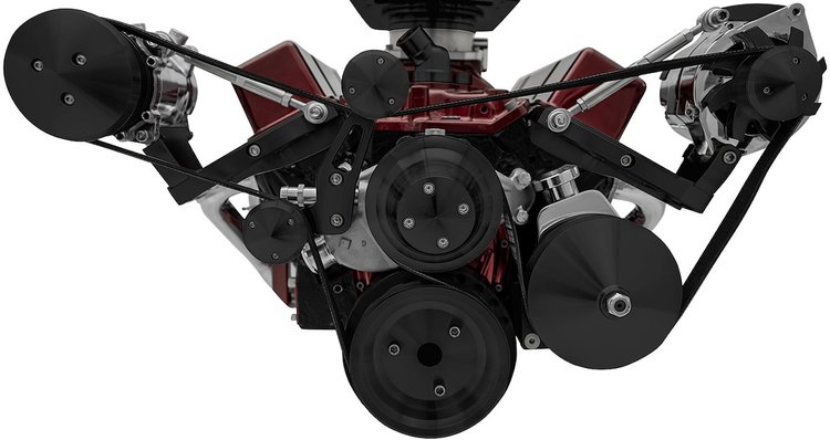 20426-08 Small Block Chevy Serpentine System; SWP; Reverse, Outward - Saginaw-Key - Black
