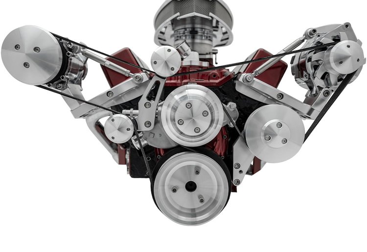 Outward Mount High Water Flow Serpentine Drive Kit Includes Brackets and Pulleys to Install: Reverse Rotation Short Water Pump