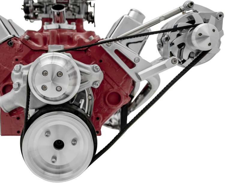 Outward Mount Performance Serpentine Drive Kit Includes Brackets and Pulleys to Install: Standard Rotation Short Water Pump