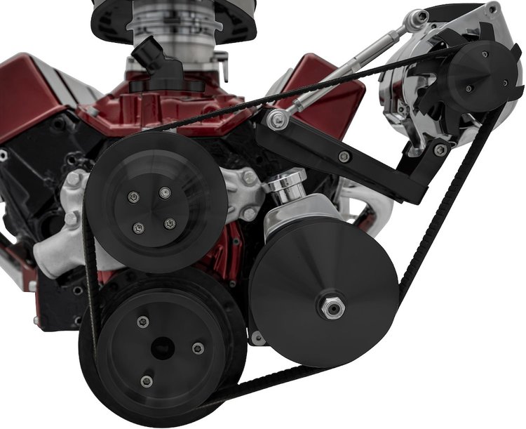 Outward Mount Performance Serpentine Drive Kit [Small Block Chevy] Black