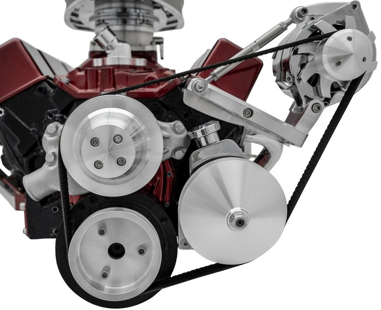 Outward Mount Performance Serpentine Drive Kit Includes Brackets and Pulleys to Install: Standard Rotation Short Water Pump
