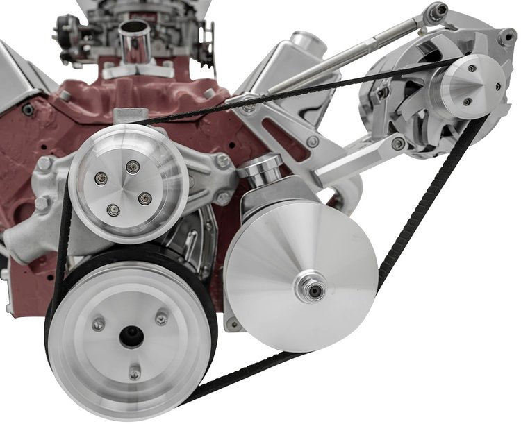 Outward Mount Performance Serpentine Drive Kit Includes Brackets and Pulleys to Install: Standard Rotation Short Water Pump
