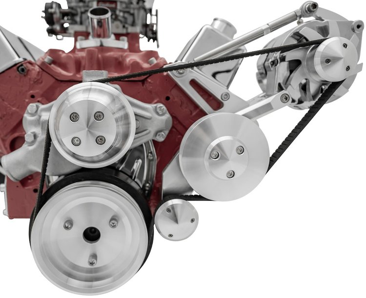 Outward Mount Performance Serpentine Drive Kit Includes Brackets and Pulleys to Install: Standard Rotation Short Water Pump