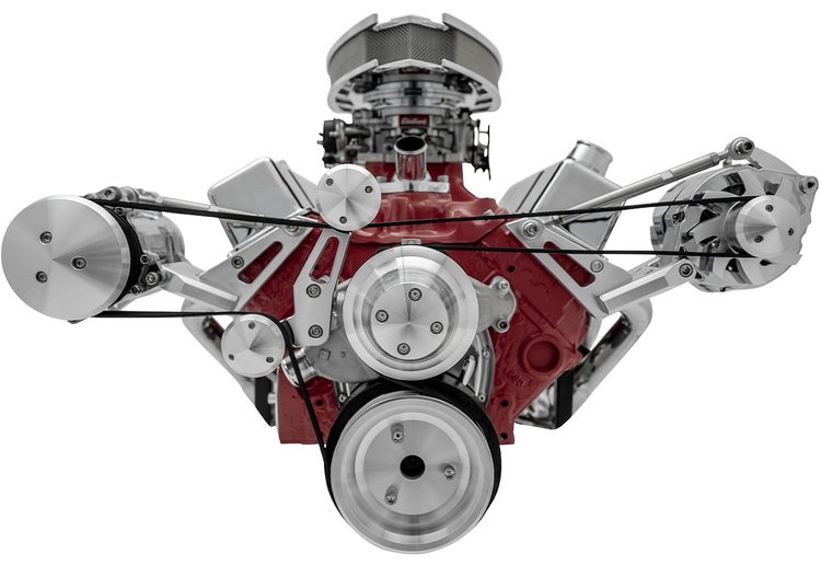 Big Block Chevy Reverse Rotation Water Pump Alternator, A/C, Water Pump