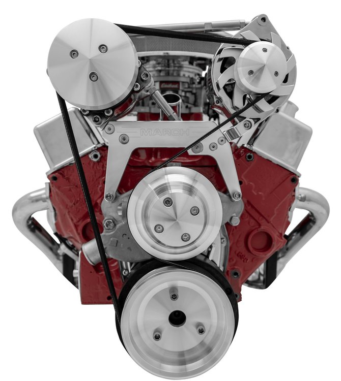 Small Block Chevy Serpentine Drive Kit Includes Brackets and Pulleys for: Alternator, A/C, Water Pump