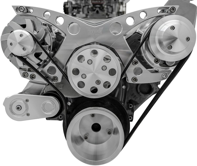 21090 Small Block Chevy Revolver Serpentine System - PS & ALT - Saginaw-Keyway