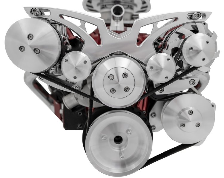 21135-06 Small Block Chevy Style Track Serpentine System - Corvette - AC & PS - Chrome