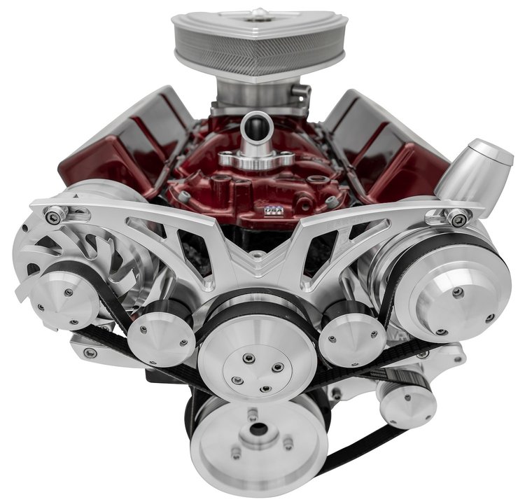 21145 Small Block Chevy Style Track Serpentine System - Corvette - PS & ALT - Billet