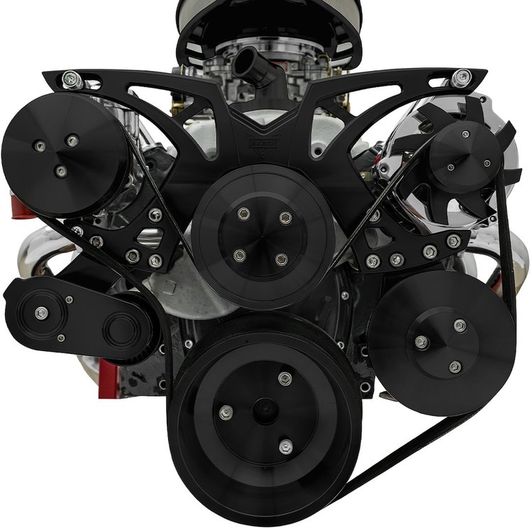 21150-08 Small Block Chevy Black Style Track Serpentine Kit (AC/PS/ALT)