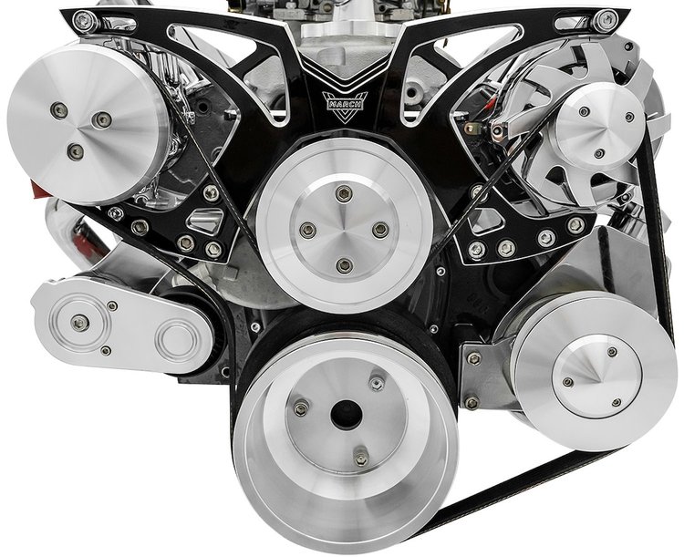 21155-07 Small Block Chevy Black Onyx Style Track Serpentine Kit (AC/PS/ALT)