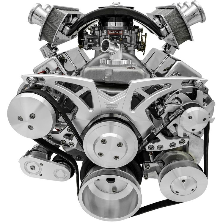 21155 Small Block Chevy Clear Powder-Coat Style Track Serpentine Kit (AC/PS/ALT)