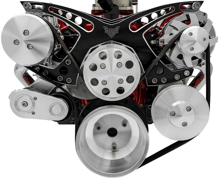 21160-07 Small Block Chevy Revolver Serpentine System - AC & PS - GMT2 - Black Onyx