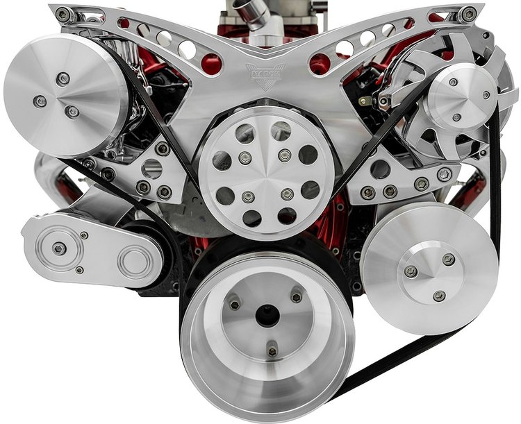 Revolver Style Serpentine Drive Kit Small Block Chevy with GM Type 2 Power Steering