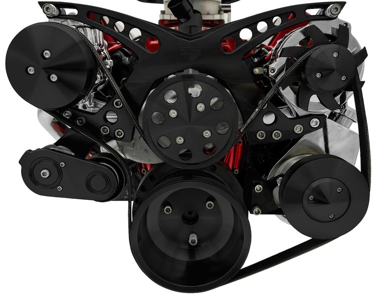Revolver Style Serpentine Drive Kit Small Block Chevy with Saginaw Style Power Steering Pump