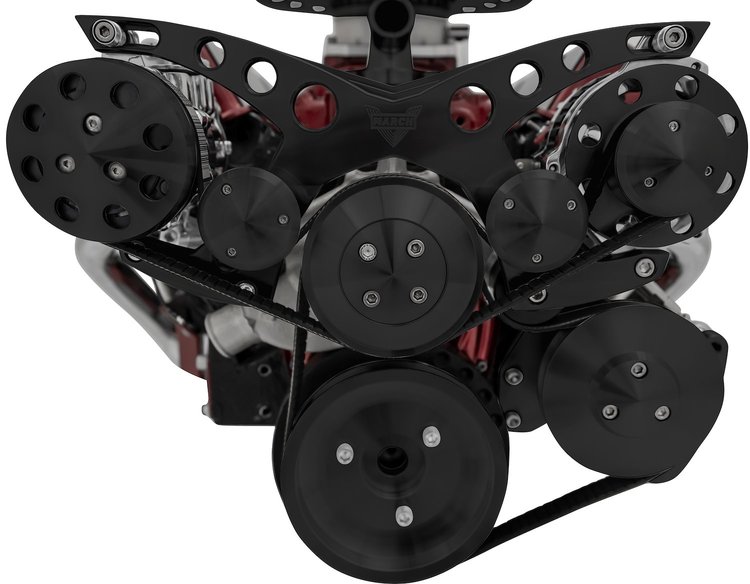 21170-08 Small Block Chevy Revolver Serpentine System - Corvette - AC & PS - GMT2 - Black