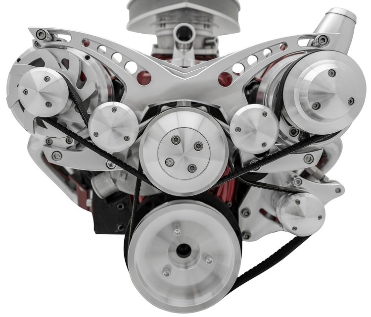 21180 Small Block Chevy Serpentine System - Corvette, PS & ALT - Billet, Saginaw-Key