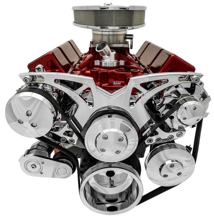 21250-06 Big Block Chevy Chrome Style Track Serpentine Kit (AC/PS/ALT)