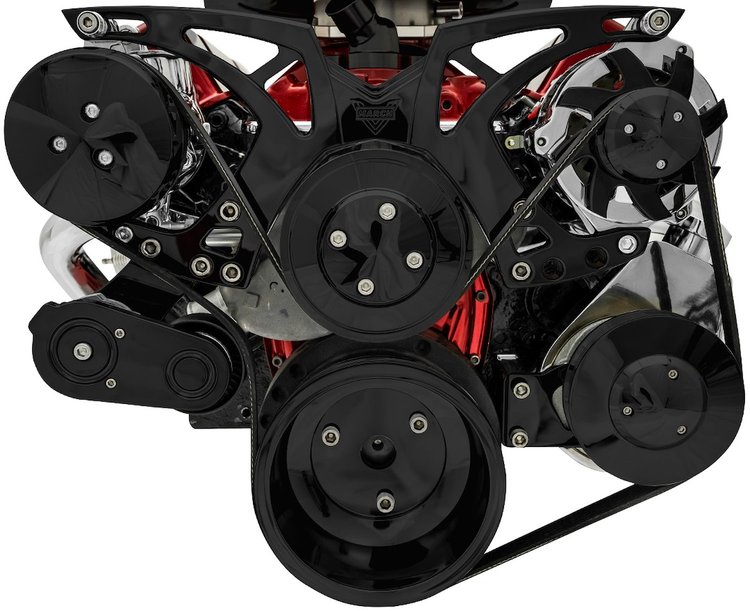 21250-08 Big Block Chevy Black Style Track Serpentine Kit (AC/PS/ALT)