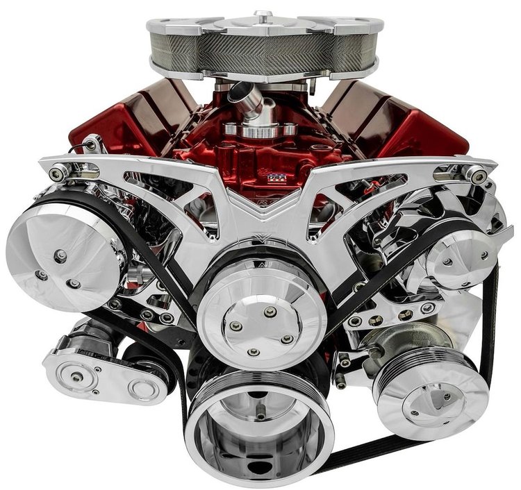 21255-06 Big Block Chevy All Inclusive Chrome Style Track Serpentine System (AC/PS/ALT)
