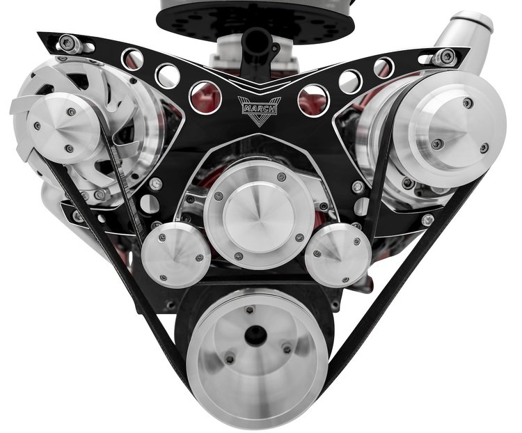 Revolver Style Serpentine Drive Kit Big Block Chevy with Billet Saginaw Power Steering