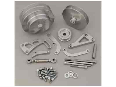 Custom Series Alternator and Power Steering Bracket Kit,<li>SB-Chevy with Electric Water Pump and Saginaw Keyway Power Steering