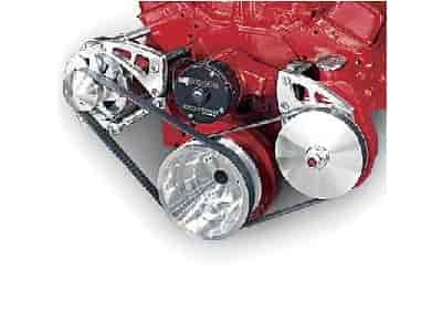 Ultra Series Alternator and Power Steering Bracket Kit, SB-Chevy with Electric Water Pump and Saginaw Keyway Power Steering Pump
