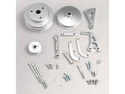 Custom Series Alternator and Power Steering Bracket Kit,<li>SB-Chevy with Electric Water Pump and Saginaw Press Fit Power Steer