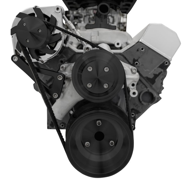 22041-08 Small Block Chevy High Flow Serpentine Conversion Deluxe - ALT Only - Black