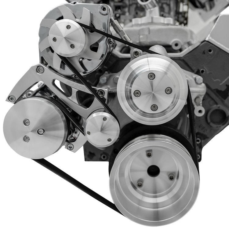Standard & Mid Mount Serpentine Conversion Kit SB-Chevy - Long Water Pump