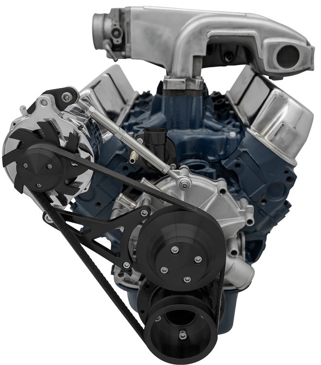 30100-08 Small Block Ford Serpentine Conversion Deluxe - 302 - ALT Only - Black