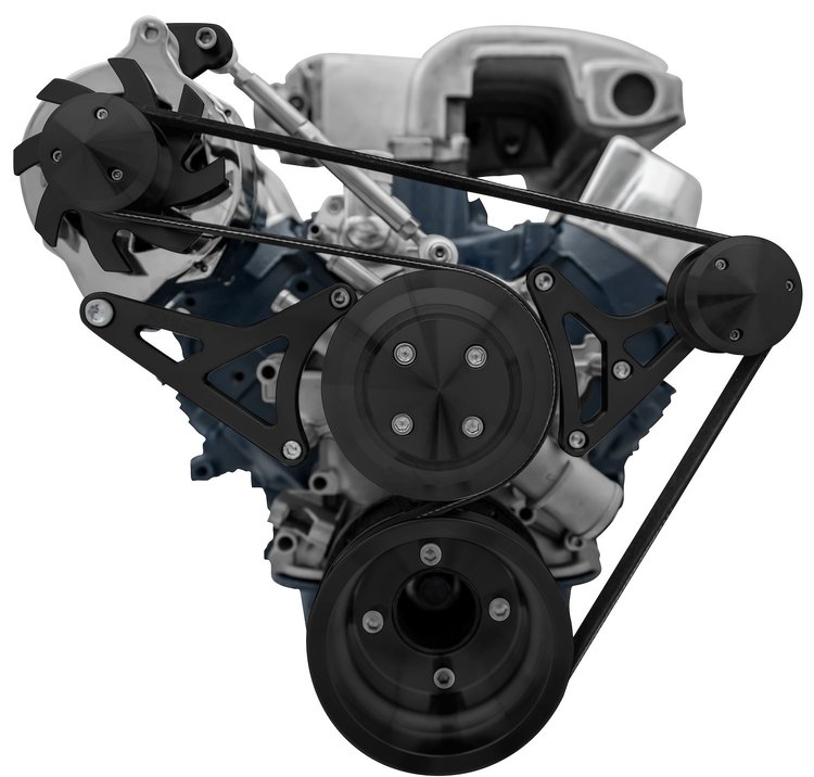 30120-08 Small Block Ford High Flow Serpentine Conversion Deluxe - 302 - ALT Only - Black