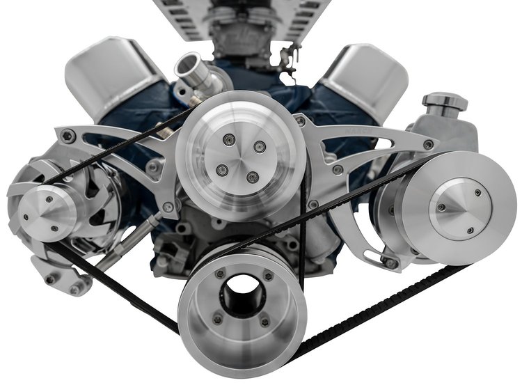 High Water Flow Ultra Serpentine Drive Kit 1965-1969 Ford 289-302 with Saginaw Power Steering in Black