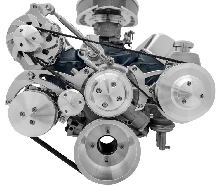 Ford 289-305 (5.0L) Mid Mount A/C Serpentine Drive Kit With Saginaw Power Steering and A/C