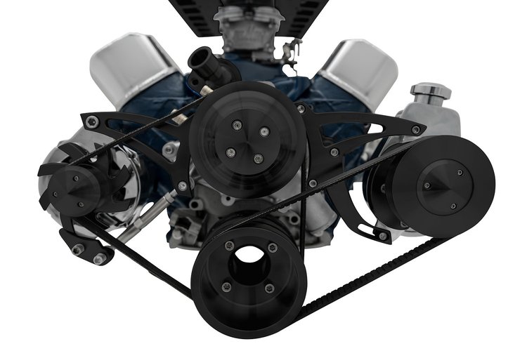 30182-08 Small Block Ford Serpentine Conversion; 302; Late; 4 Bolt; PS-Saginaw; Black