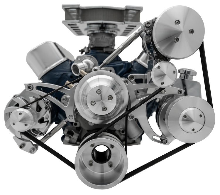 30183 Small Block Ford Serpentine Conversion; 302; Late; 4 Bolt; AC & PS; PS-Saginaw