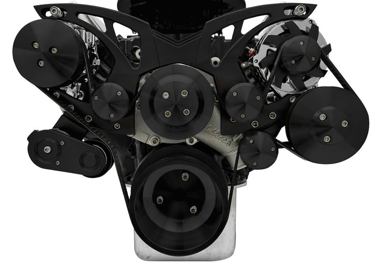 30275-08 Big Block Ford All Inclusive Black Style Track Serpentine System (AC/PS/ALT)