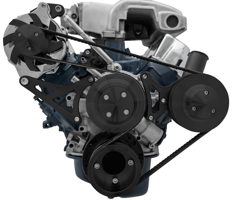 Performance Serpentine Drive Kit Ford 351W with Power Steering [Black Powdercoated]