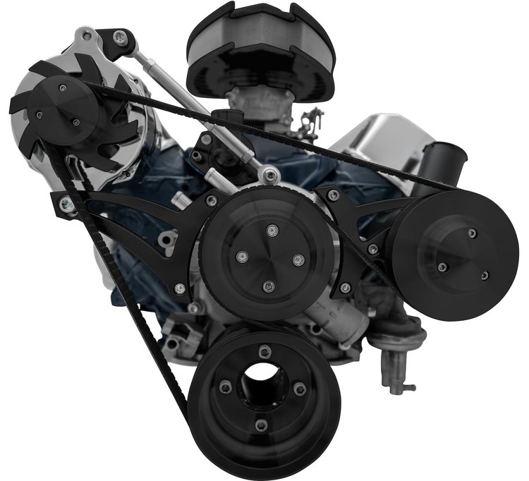 30326-08 Small Block Ford Serpentine Conversion Ultra - 351W - PS-Mustang - Black