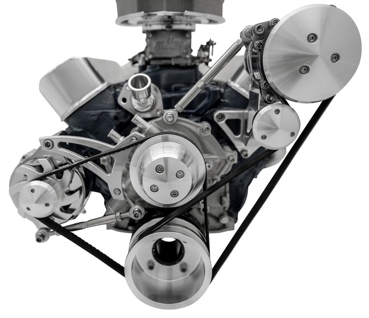 High Water Flow Ultra Serpentine Drive Kit 1969 1/2-Later Ford 351W with A/C No Power Steering