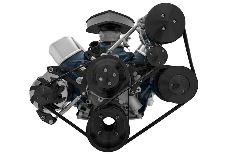 30386-08 Small Block Ford Serpentine System; 351W; Late; 4 Bolt; AC & PS- Mustang; Black