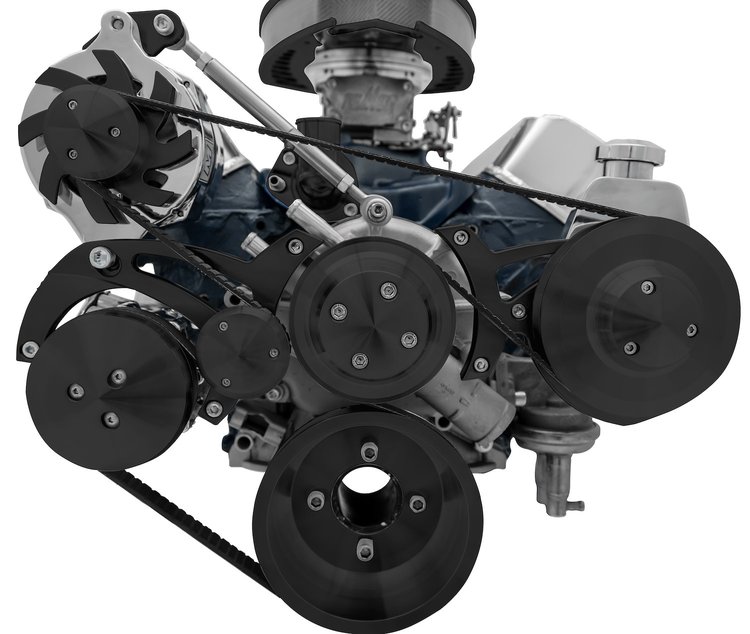 Ford 351W Mid Mount A/C Serpentine Drive Kit With Saginaw Power Steering and A/C