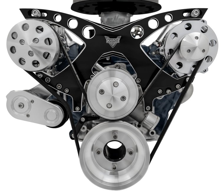 30465-07 Small Block Ford Revolver Serpentine System - AC & ALT - Black Onyx