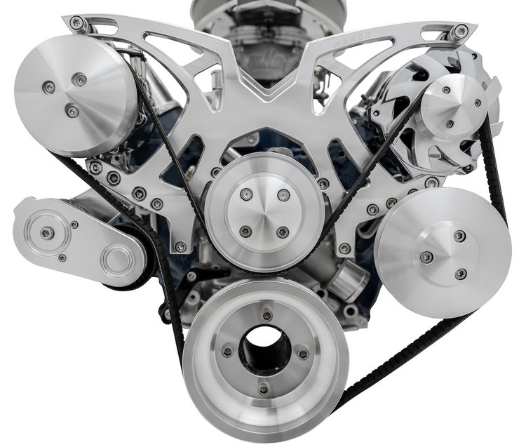 30490-06 Small Block Ford Chrome All Inclusive Style Track Serpentine System (AC/PS/ALT)
