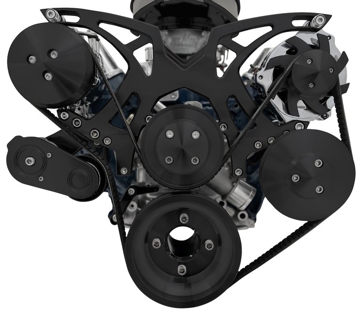 30490-08 Small Block Ford Black All Inclusive Style Track Serpentine System (AC/PS/ALT)