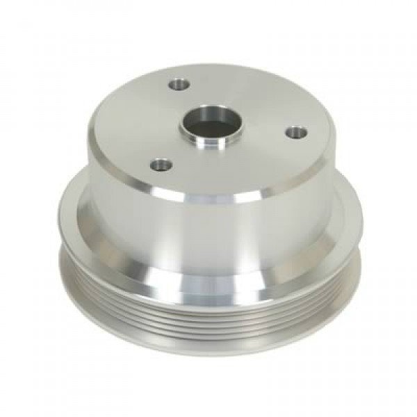 Black Powder Coated Aluminum Serpentine Crank Pulley for 1988-1992 305-350 Small Block Chevy in Camaro/Firebird/Caprice
