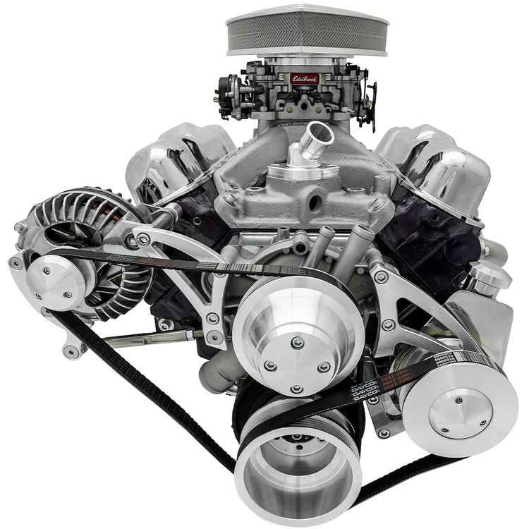 Deluxe High Water Flow Serpentine Pulley Kit, SB-Chrysler 318-360 with Saginaw Keyway Power Steering Pump